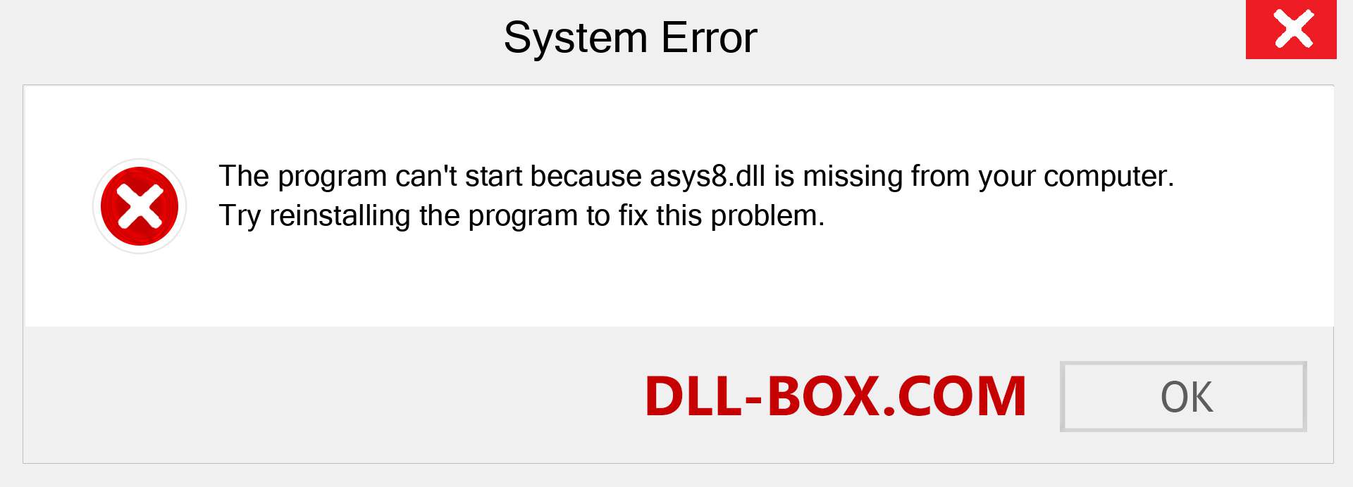  asys8.dll file is missing?. Download for Windows 7, 8, 10 - Fix  asys8 dll Missing Error on Windows, photos, images